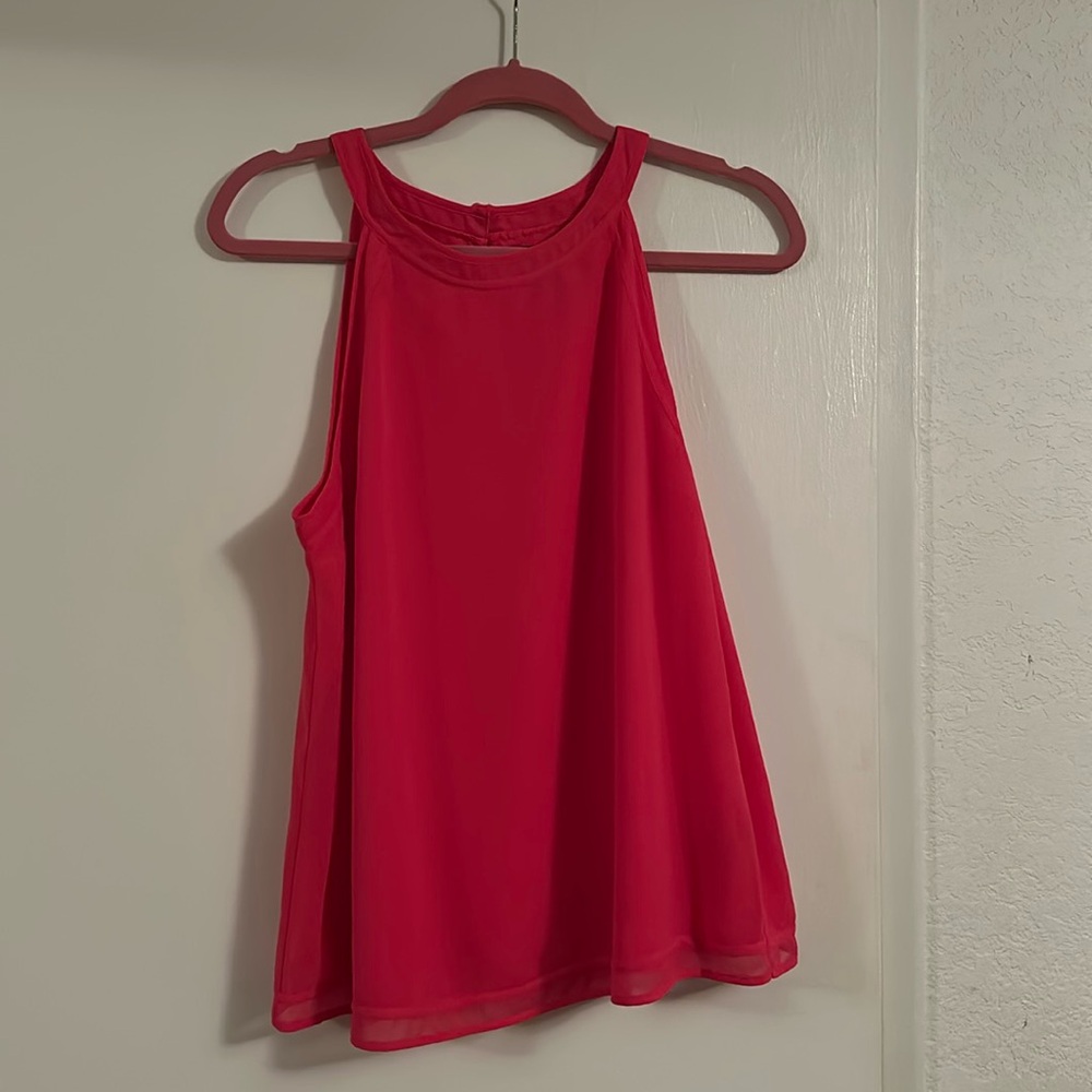 High neck pink blouse